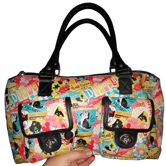 Authentic Disney Park Cartoon Handbag Collage Purse vintage Mickey & Friends bag - Picture 9 of 13